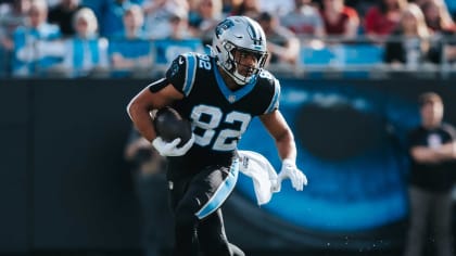 Tommy Tremble of the Carolina Panthers walks off the field