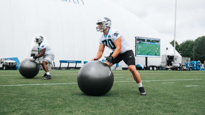 Carolina Panthers offensive tackle Brady Christensen against the New York  Giants during an NFL football game at Met Life Stadium, Sunday, Sept. 18,  2022 in East Rutherford, NJ. (Winslow Townson/AP Images for