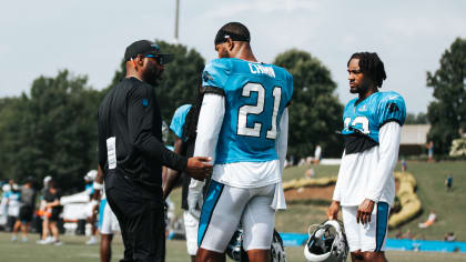 Carolina Panthers coach DeAngelo Hall guiding young players