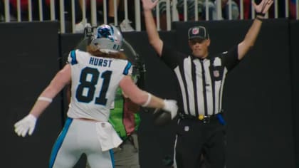 Carolina Panthers defensive tackle Derrick Brown brings down Desmond Ridder  for 13-yard sack to end the first half