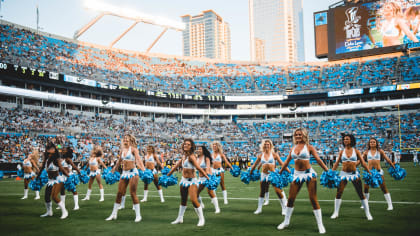 A Carolina Panthers cheerleader during the preseason NFL football