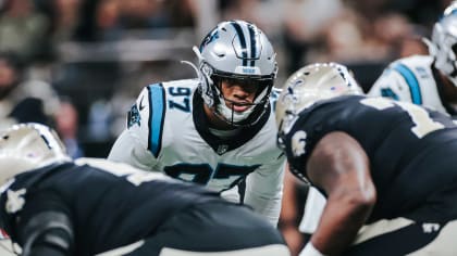 Carolina Panthers defensive end Yetur Gross-Matos (97) on defense during an  NFL preseason football game against the Buffalo Bills, Saturday, Aug. 26,  2022, in Charlotte, N.C. (AP Photo/Brian Westerholt Stock Photo - Alamy