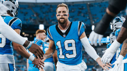 Derek Wright of the Carolina Panthers stands on the field before