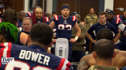 Patriots captain David Andrews helped to locker room after leg injury