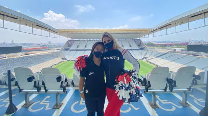 Brazilian Patriots Cheerleader Lara recently visited Brazil to spread some  Patriots cheer