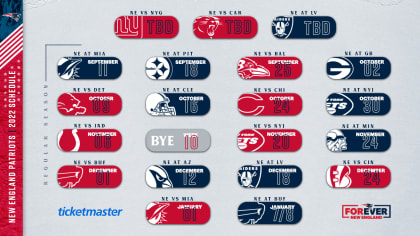 Official Game Schedule of the New England Patriots