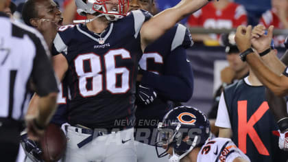 New England Patriots V'Angelo Bentley (9) tries to elude Chicago Bears'  Jacquizz Rodgers (35) during a kick return during the first half of a  preseason NFL football game Thursday, Aug. 18, 2016