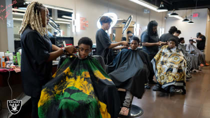 Las Vegas Raiders help local students with back-to-school haircuts