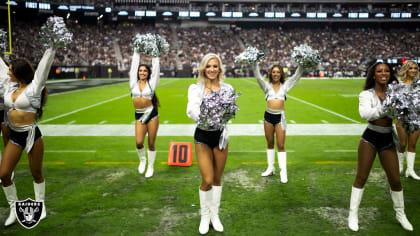 Las Vegas Raiderettes cheerleaders perform during the first half of an NFL  football game, Sunday, Sept. 26, 2021, in Las Vegas. (AP Photo/Rick Scuteri  Stock Photo - Alamy