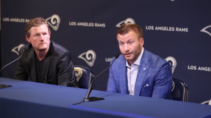 Los Angeles Rams general manager Les Snead speaks at a press