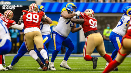 Los Angeles Rams rookie defensive tackle Bobby Brown III destroys a block  for a massive third-down tackle for loss