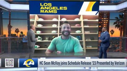 Los Angeles Rams head coach Sean McVay reacts to Rams' 2023 schedule