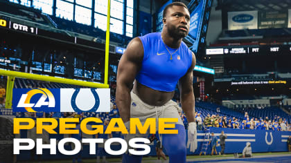 Indianapolis, Indiana, USA. 19th Sep, 2021. Los Angeles Rams quarterback Matthew  Stafford (9) during pregame of NFL football game action between the Los  Angeles Rams and the Indianapolis Colts at Lucas Oil