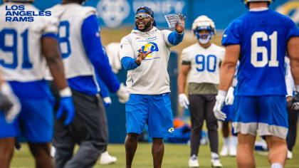 Los Angeles Rams defensive tackle Bobby Brown III (95) warms up before an  NFL football game against the New Orleans Saints, Sunday, Nov. 20, 2022, in  New Orleans. (AP Photo/Tyler Kaufman Stock