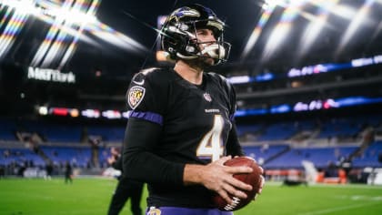 BALTIMORE, MD - SEPTEMBER 13: Baltimore Ravens punter Sam Koch (4) and  Cleveland Browns long snapper