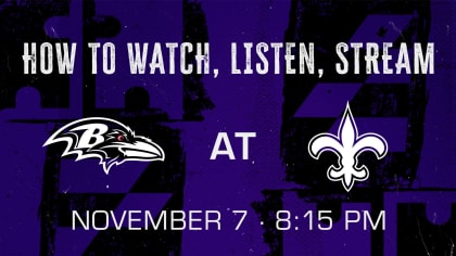 New Orleans Saints vs Baltimore Ravens on November 7