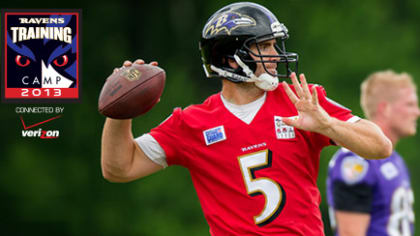 Before start of training camp, Ravens quarterback Joe Flacco worked with  receivers twice last week