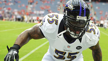 Baltimore Ravens linebacker/defensive end Terrell Suggs in action against  the Tennessee Titans during an NFL football game on Sunday, Sept. 18, 2005  at The Coliseum in Nashville, TN. Baltimore lost 25-10, dropping