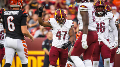 Washington Football Team linebacker Khaleke Hudson (47) prior to an NFL  preseason football game against the New England Patriots, Thursday, Aug.  12, 2021, in Foxborough, Mass. (AP Photo/Stew Milne Stock Photo - Alamy