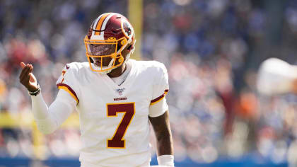 Cleveland, Ohio, USA. 08th August, 2019. Washington Redskins quarterback  Dwayne Haskins (7) at the NFL Preseason Week 1 football game between the  Washington Redskins and the Cleveland Browns at First Energy Stadium