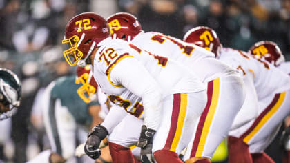 Charles Leno Jr. #72 of the Washington Commanders looks on during