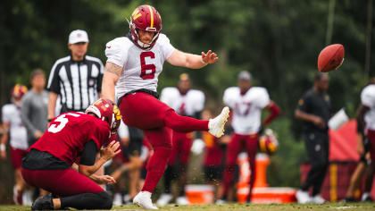 Washington Commanders place kicker Joey Slye (6) kicks against the New York  Giants during an NFL football game Sunday, Dec. 4, 2022, in East  Rutherford, N.J. (AP Photo/Adam Hunger Stock Photo - Alamy