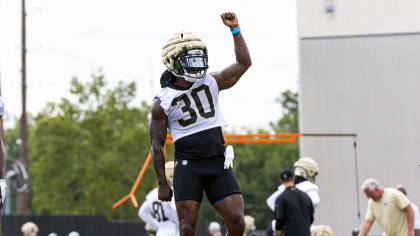 August 1, 2019: Saints defensive back Marshon Lattimore (23) tries to jam  wide receiver Michael Thomas (13) at the line of scrimmage during practice  on August 1, 2019 at the Ochsner Sports