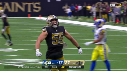 New Orleans Saints linebacker Kaden Elliss (55) in action during an NFL  football game against the New York Giants, Sunday, Oct. 3, 2021, in New  Orleans. (AP Photo/Tyler Kaufman Stock Photo - Alamy