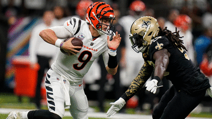 Saints LB Kaden Elliss swings Bengals QB Joe Burrow down on huge sack -  Saints Bengals Highlights - 2022 Week 6