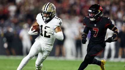 New Orleans Saints' Chris Olave (12) during the second half of an NFL  football game against the the Arizona Cardinals, Thursday, Oct. 20, 2022,  in Glendale, Ariz. (AP Photo/Darryl Webb Stock Photo - Alamy