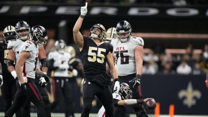 New Orleans Saints linebacker Kaden Elliss (55) in action during an NFL  football game against the New York Giants, Sunday, Oct. 3, 2021, in New  Orleans. (AP Photo/Tyler Kaufman Stock Photo - Alamy