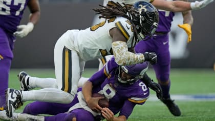 Saints end zone painted at Tottenham Hotspur Stadium ahead of Week 4 game  vs. Vikings