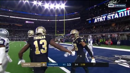 Arlington, Texas, USA. 29th Nov, 2018. New Orleans Saints wide receiver  Keith Kirkwood (18) catches a touchdown during the second half of the NFL  game between the New Orleans Saints and the