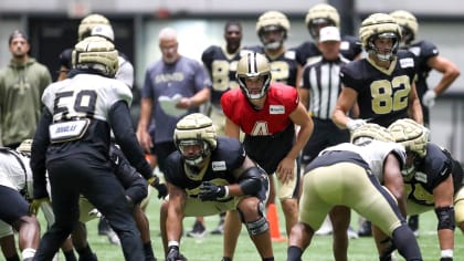 Joey Bosa reacts to covering Alvin Kamara at Saints-Chargers practice