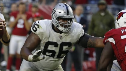 Seattle Seahawks guard Gabe Jackson (66) stands on the field during the  first half of an