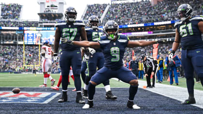 Seattle Seahawks cornerback Coby Bryant (8) walks off the field during an  NFL football game against the Las Vegas Raiders, Sunday, Nov. 27, 2022, in  Seattle, WA. The Raiders defeated the Seahawks