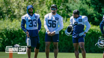 Seattle Seahawks linebacker Jordyn Brooks (56) celebrates during