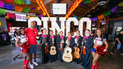 The Houston Texans and United Airlines teamed up to fly in two lucky fans  from Mexico to attend the 2023 Texans Draft Party at the Miller Outdoor  Theatre.