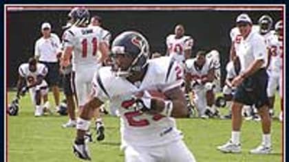 Running back Tony Hollings of the Houston Texans carries the ball