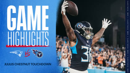 Tennessee Titans running back Julius Chestnut (36) celebrates with  teamamtes after running the ball for a touchdown in the second half of a  preseason NFL football game against the Minnesota Vikings, Saturday