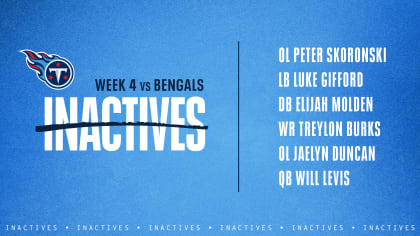 Inactives for New Orleans Saints, Tennessee Titans game