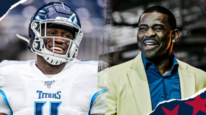 Nashville TN, USA. 20th Oct, 2019. USA Tennessee Titans offensive tackle  Taylor Lewan (77) celebrates with Tennessee Titans center Ben Jones (60) on  the win during a game between the Los Angeles