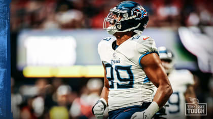 Tennessee Titans linebacker Rashad Weaver (99) comes off the field