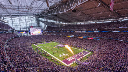 Fans gather at U.S. Bank Stadium in Minneapolis for Vikings season