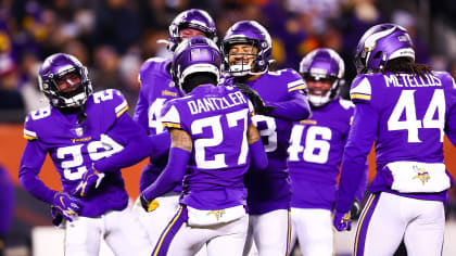 MIAMI GARDENS, FL - OCTOBER 16: Minnesota Vikings cornerback Cameron  Dantzler Sr. (3) watches the qu