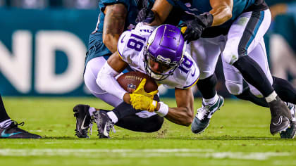 Philadelphia Eagles center Cam Jurgens (51) in action against the Minnesota  Vikings in an NFL football game, Monday, Sep. 19, 2022, in Philadelphia.  The Eagles defeated the Vikings 24-7. (AP Photo/Rich Schultz