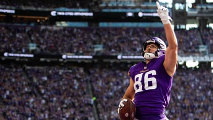 Minnesota Vikings tight end Johnny Mundt (86) looks on during an