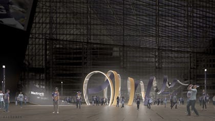 Vikings, Medtronic Unveil The Horn Monument on Medtronic Plaza Outside U.S.  Bank Stadium