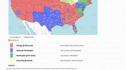 Week 15 NFL TV coverage map: Which Tuesday game is in your area?