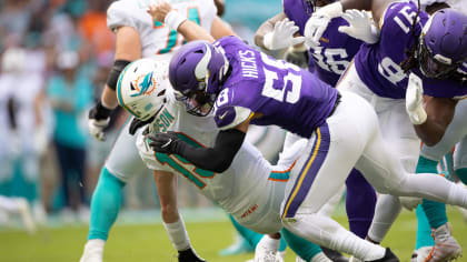 Minnesota Vikings linebacker William Kwenkeu (47) in action against the New  England Patriots during the first half of an NFL football game Thursday,  Nov. 24, 2022 in Minneapolis. (AP Photo/Stacy Bengs Stock